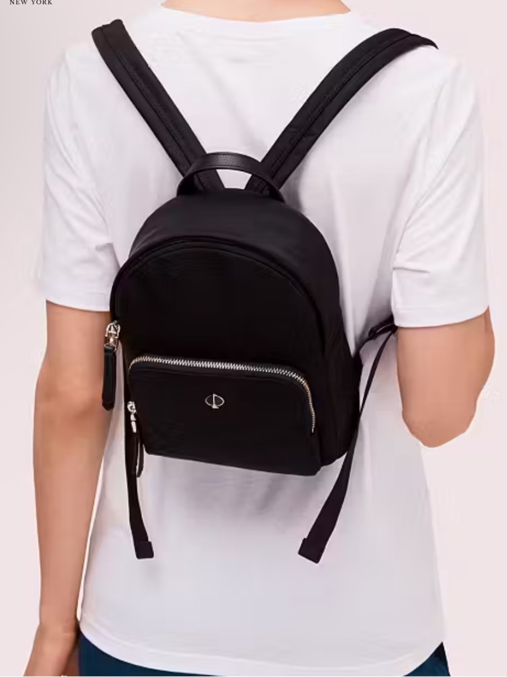 Black Mini Backpack with Front Zip Pocket